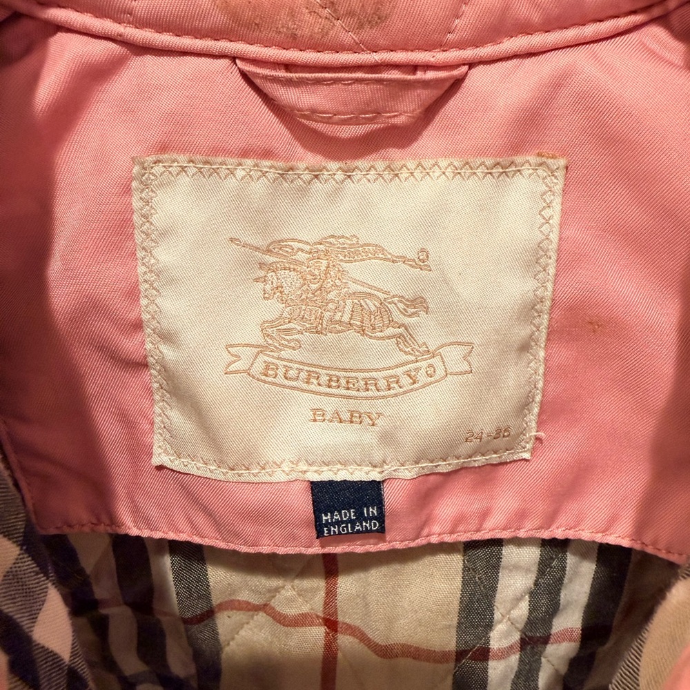 Official Burberry Pink Quilted Jacket - Size 24-36M - Picture 2 of 6